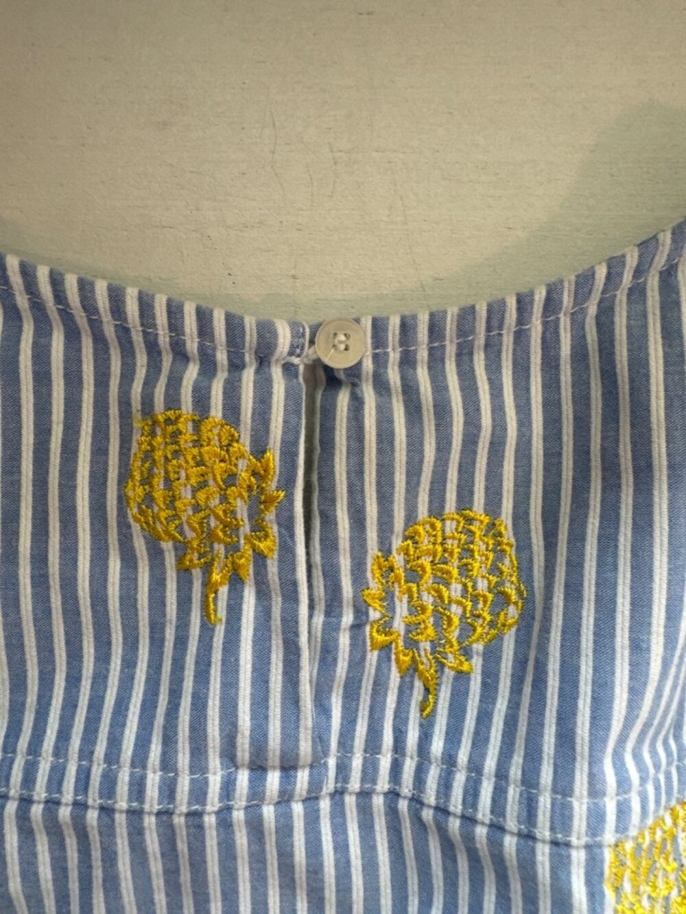 J.Crew Womens Top Sz 12 Blue Striped Pineapple Seersucker Preppy Beachy Classic - Picture 4 of 9